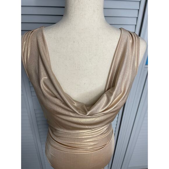 City Triangles gold shimmer bodycon strappy low cut back women's size medium - Picture 4 of 6